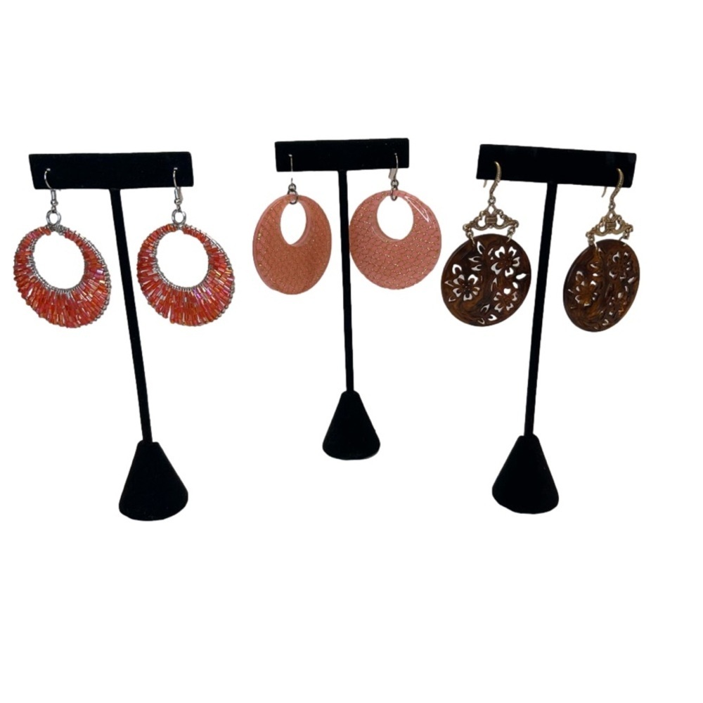 Dangle Hook Style Lucite Acrylic Large Earrings Lot of 3